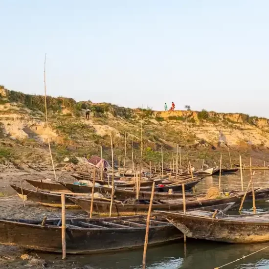 Fishing boats on ganges river in Rajshahi