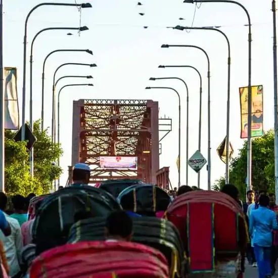 Keanes bridge during the sylhet city rush hour