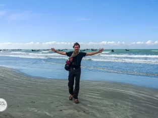 Lonesome traveller at beautiful beach of Bangladesh