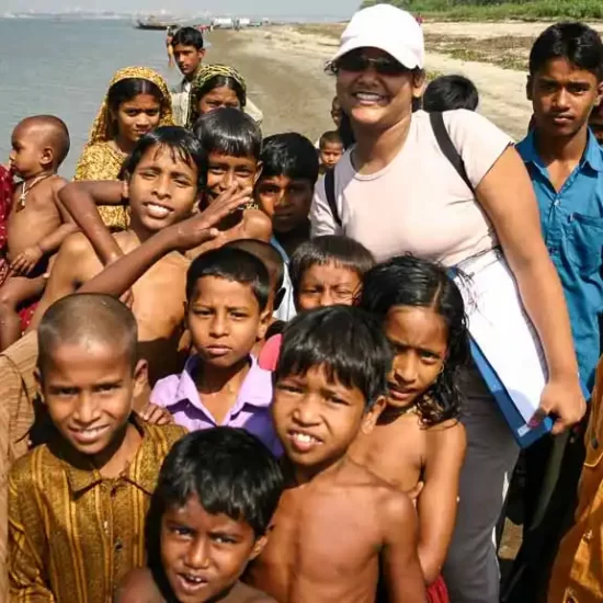 meeting the local villagers during the river cruise near dhaka