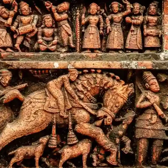 Beautiful terracotta decoration on Kantajee temple