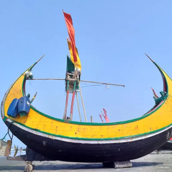 moon shape fishing boat in coxs bazar area