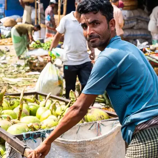 Street hawker at Kawran bazar in dhaka