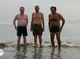 Swimming in the virgin kotka sea beach in sundarban forest