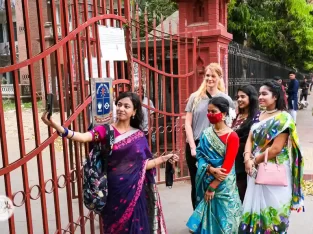 foreigner takeing selfi with bangladeshi girls