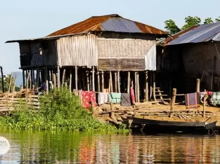 traditional tribal house of Rangamati hill tribes in Bangladesh