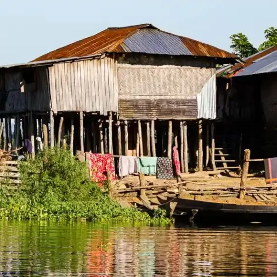 traditional tribal house of Rangamati hill tribes in Bangladesh