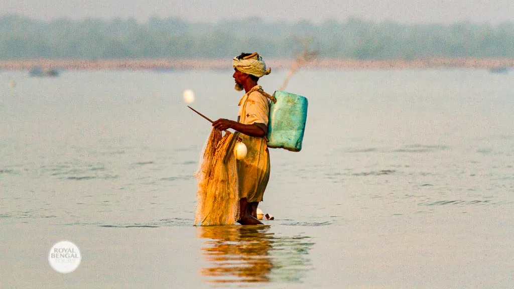 Fishing on the shallow water around nijhum dwip