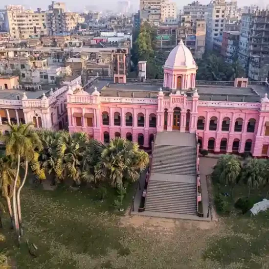 Aerial shot of Ahsan Manzil or Pink Palace tourist spot