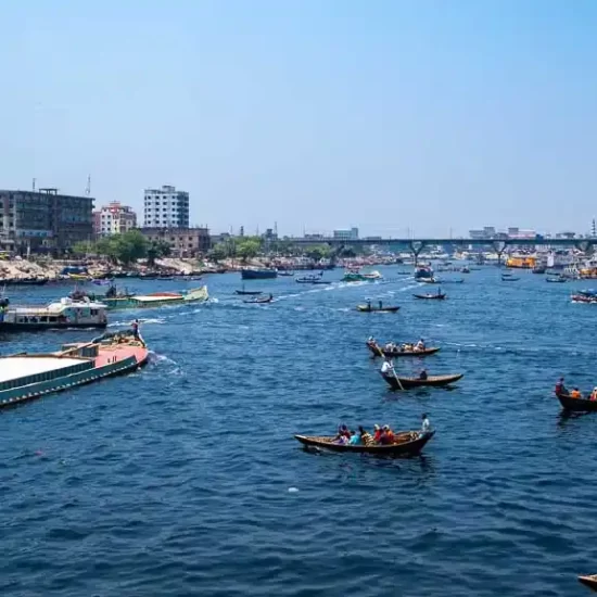 Ahsan Manzil is standing on the bank of Buriganga River